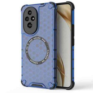 For Honor 200 Honeycomb Magnetic Ring Shockproof Phone Case(Blue)