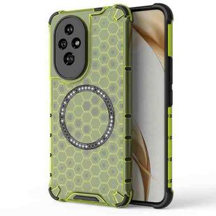 For Honor 200 Honeycomb Magnetic Ring Shockproof Phone Case(Green)