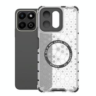 For Honor Play 60 Plus 5G Honeycomb Magnetic Ring Shockproof Phone Case(White)