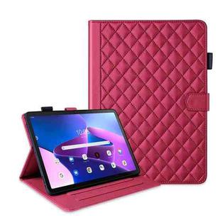 For Lenovo Tab M10 Plus 10.6 3rd Gen Rhombus Lattice Leather Smart Tablet Case(Red)