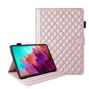 For Lenovo Xiaoxin Pad Pro 12.7 Rhombus Lattice Leather Tablet Case(Rose Gold)