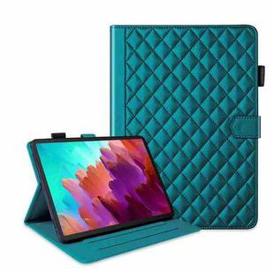 For Lenovo Xiaoxin Pad Pro 12.7 Rhombus Lattice Leather Tablet Case(Dark Green)