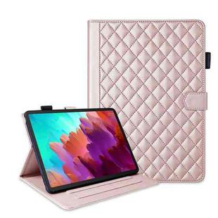 For Lenovo Xiaoxin Pad Pro 11.5 2023 Rhombus Lattice Leather Tablet Case(Rose Gold)