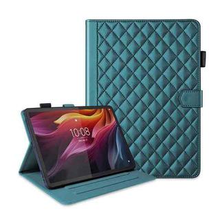 For Lenovo Xiaoxin Pad Pro 12.7 2025 Rhombus Lattice Leather Tablet Case(Dark Green)