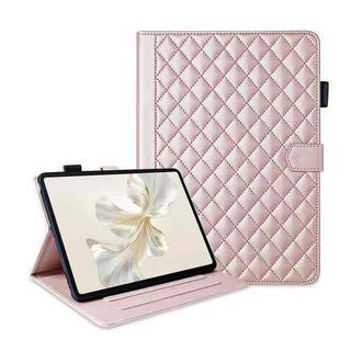 For Honor Pad 9 Rhombus Lattice Leather Tablet Case(Rose Gold)
