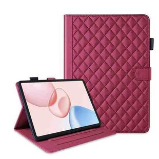 For Honor Pad 10 12.1 inch 2025 Rhombus Lattice Leather Tablet Case(Red)