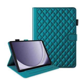 For Samsung Galaxy Tab A9 Rhombus Lattice Leather Tablet Case(Dark Green)