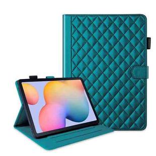 For Samsung Galaxy Tab S6 Lite 2024 Rhombus Lattice Leather Tablet Case(Dark Green)