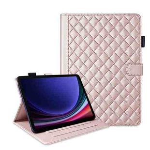For Samsung Galaxy Tab S9 FE+ / S9+ Rhombus Lattice Leather Tablet Case(Rose Gold)