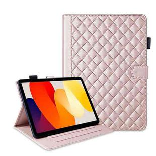 For Xiaomi Redmi Pad SE Rhombus Lattice Leather Tablet Case(Rose Gold)