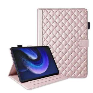 For Xiaomi Pad 6 / 6 Pro Rhombus Lattice Leather Tablet Case(Rose Gold)