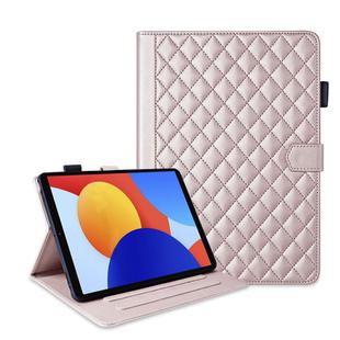 For Xiaomi Redmi Pad SE 8.7 Rhombus Lattice Leather Tablet Case(Rose Gold)