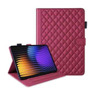 For Xiaomi Pad 7 / 7 Pro Rhombus Lattice Leather Tablet Case(Red)
