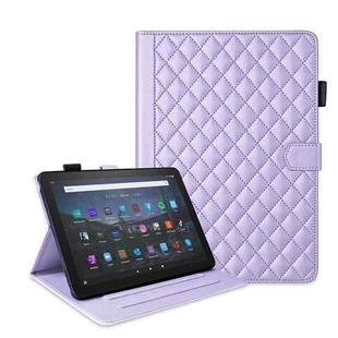 For Amazon Kindle Fire HD10 2023 Rhombus Lattice Leather Tablet Case(Purple)