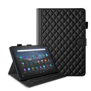 For Amazon Kindle Fire HD10 2023 Rhombus Lattice Leather Tablet Case(Black)