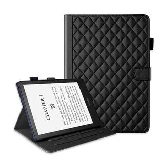 For Amazon Kindle Paperwhite 12th Gen 2024 Rhombus Lattice Leather Tablet Case(Black)
