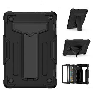 For Amazon Kindle Fire HD 8 2020/Fire 8 Plus T-shaped Bracket Contrast Color Shockproof PC + Silicone Tablet Protective Case(Black+Black)