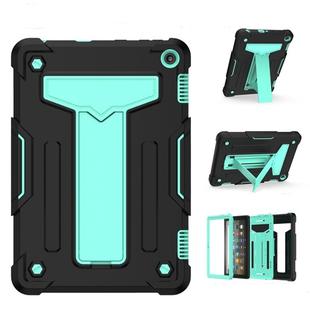 For Amazon Kindle Fire HD 8 2020/Fire 8 Plus T-shaped Bracket Contrast Color Shockproof PC + Silicone Tablet Protective Case(Black+Mint Geen)