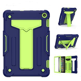 For Amazon Kindle Fire HD 8 2020/Fire 8 Plus T-shaped Bracket Contrast Color Shockproof PC + Silicone Tablet Protective Case(Navy+Green)