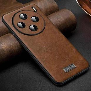 For vivo X100s SULADA Shockproof TPU + Handmade Leather Phone Case(Brown)