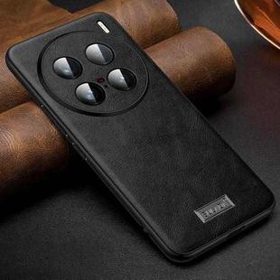 For vivo X100 Ultra SULADA Shockproof TPU + Handmade Leather Phone Case(Black)