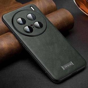 For vivo X100 Ultra SULADA Shockproof TPU + Handmade Leather Phone Case(Green)