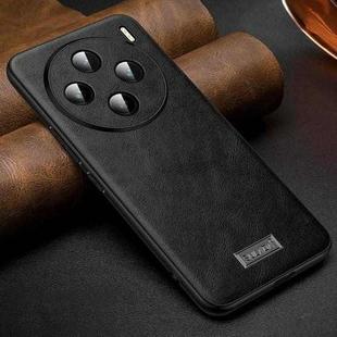 For vivo X100 SULADA Shockproof TPU + Handmade Leather Phone Case(Black)