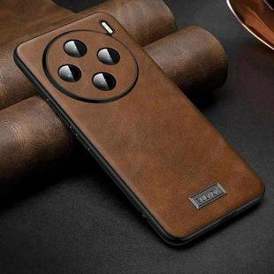 For vivo X200 SULADA Shockproof TPU + Handmade Leather Phone Case(Brown)