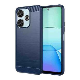 For Xiaomi Poco M6 4G Brushed Texture Carbon Fiber TPU Phone Case(Blue)