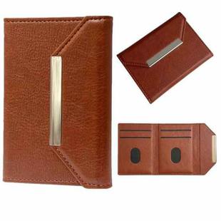 Solid Color Metal Buckle Card Bag(Brown)