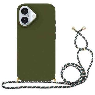 For iPhone 16 Wheat Straw Material + TPU Phone Case with Lanyard(Army Green)