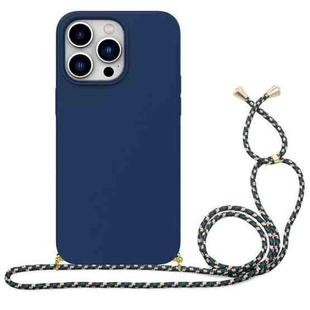 For iPhone 16 Pro Wheat Straw Material + TPU Phone Case with Lanyard(Blue)