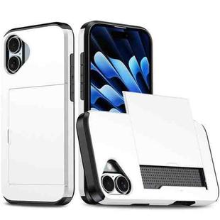 For iPhone 16 Plus Shockproof Armor Phone Case with Card Slot(White)