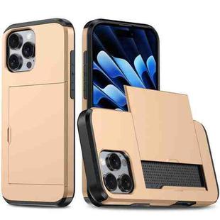 For iPhone 16 Pro Shockproof Armor Phone Case with Card Slot(Gold)