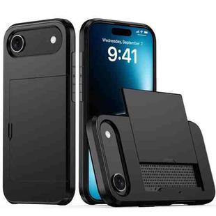 For iPhone 17 Air Shockproof Armor Phone Case with Card Slot(Black)