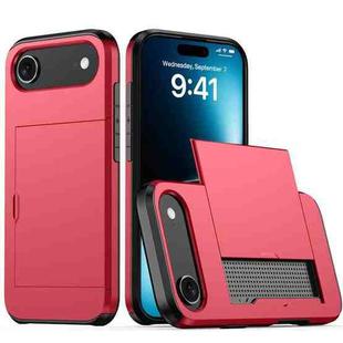 For iPhone 17 Air Shockproof Armor Phone Case with Card Slot(Red)