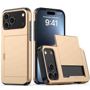 For iPhone 17 Pro Max Shockproof Armor Phone Case with Card Slot(Gold)