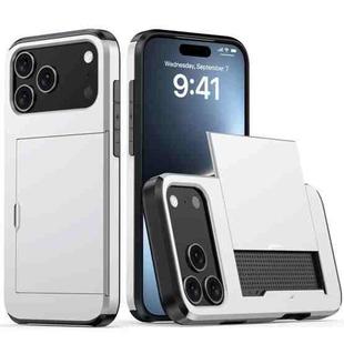 For iPhone 17 Pro Max Shockproof Armor Phone Case with Card Slot(Silver)