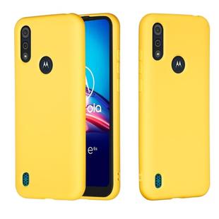 For Motorola Moto E6s (2020) Pure Color Liquid Silicone Shockproof Full Coverage Protective Case(Yellow)