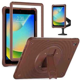 For iPad 10.2 2021 / 2020 / 2019 Holder Silicone Hybrid PC Tablet Case(Chocolate)