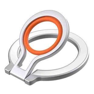 360 Rotations MagSafe Magnetic Finger Ring with Phone Holder(Silver + Orange)