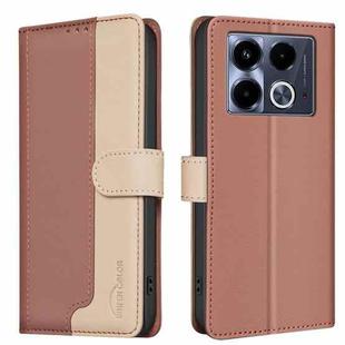 For Infinix Note 40 4G Color Matching RFID Anti-theft Leather Phone Case(Brown)