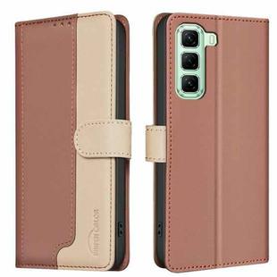 For Infinix Hot 50 5G Color Matching RFID Anti-theft Leather Phone Case(Brown)