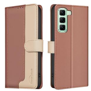 For Infinix Hot 50 4G Color Matching RFID Anti-theft Leather Phone Case(Brown)