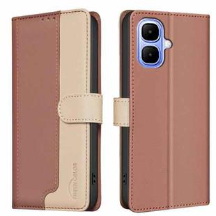 For Infinix Smart 10 4G Color Matching RFID Anti-theft Leather Phone Case(Brown)