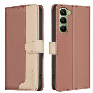 For Infinix Hot 60 Pro 4G Color Matching RFID Anti-theft Leather Phone Case(Brown)