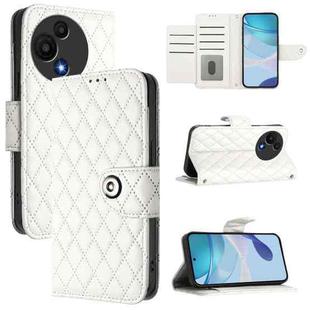 For TCL 60 SE NxtPaper / 605 Rhombic Texture Flip Leather Phone Case with Lanyard(White)