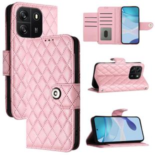 For Blackview Wave 6C Rhombic Texture Flip Leather Phone Case with Lanyard(Pink)
