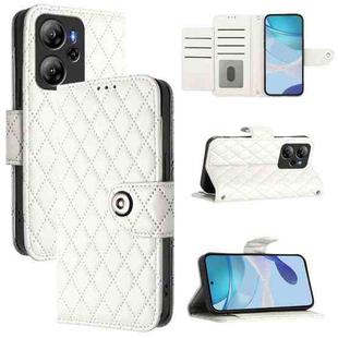 For Blackview Oscal Tiger 13 Rhombic Texture Flip Leather Phone Case with Lanyard(White)