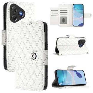 For Blackview Oscal Flat 2 / 2C Rhombic Texture Flip Leather Phone Case with Lanyard(White)